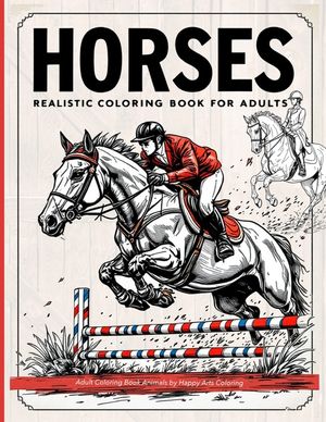 Realistic horses coloring book: adult coloring books animals image number 0