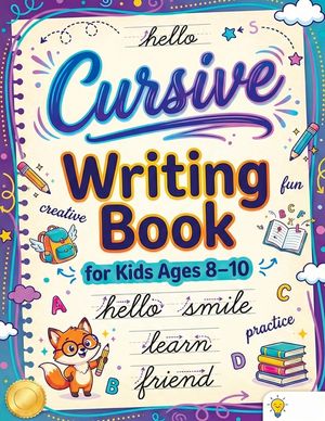 Cursive Writing Books for Kids age 8-10: Teach Handwriting and Practice Tracing Letters, Numbers, Words, and Sentences with a Learning Workbook for Be image number 0