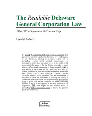 The Readable Delaware General Corporation Law: 2026-2027 with patented VisiLaw Markings image number 0