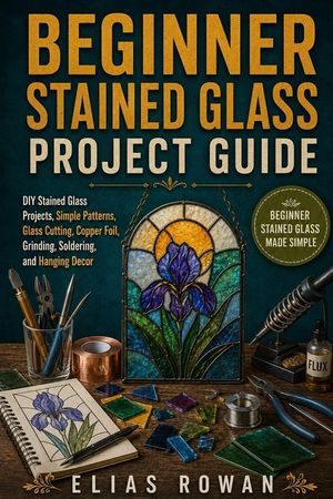 Beginner Stained Glass Project Guide: DIY Stained Glass Projects, Simple Patterns, Glass Cutting, Copper Foil, Grinding, Soldering, and Hanging Decor image number 0