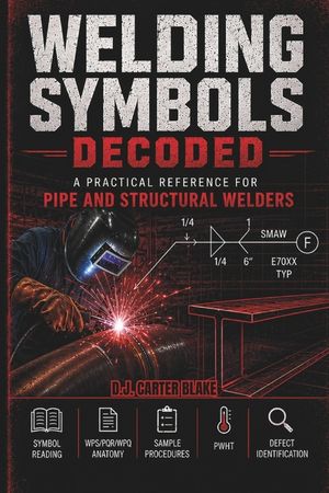 Welding Symbols Decoded: A Practical Reference for Pipe and Structural Welders: Symbol Reading, WPS/PQR/WPQ Anatomy, Sample Procedures, PWHT, and Defe image number 0