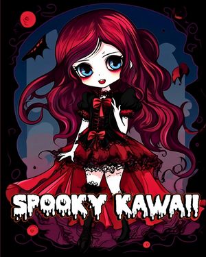 Spooky Kawaii Coloring Book: Cute Gothic Coloring Pages with Creepy Pastel Goth Characters for Relaxation image number 0