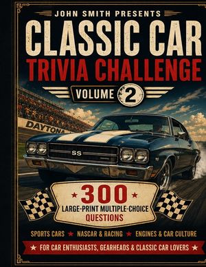 Classic Car Trivia Challenge: 300 Large-Print Multiple-Choice Questions for Car Enthusiasts - Sports Cars, NASCAR & Racing, Engines & Car Culture Volu image number 0