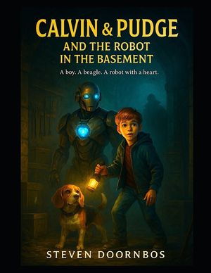 Calvin and Pudge and the Robot In The Basement. A read-to-me book for kids 5-12. Fantasy, fiction and mystery: A Boy. A Beagle and A Robot With A Hear image number 0