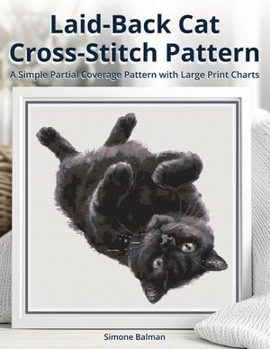 Laid-Back Cat Cross Stitch Pattern: A Simple Partial Coverage Pattern with Large Print Charts image number 0