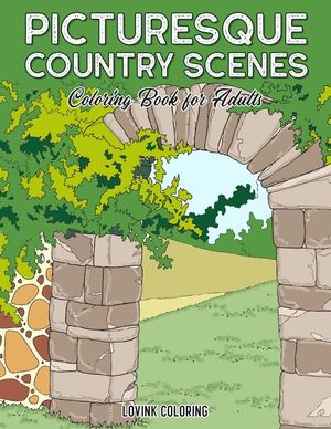 Picturesque Country Scenes: Coloring Book for Adults image number 0