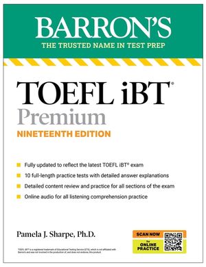 Toefl, IBT Premium, Nineteenth Edition: Prep Book with 10 Practice Tests + Comprehensive Review + Online Audio (2026) image number 0