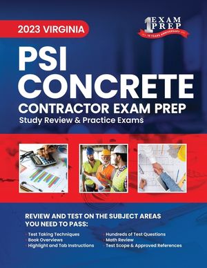 2023 Virginia PSI Concrete Contracting Exam Prep: 2023 Study Review & Practice Exams image number 0