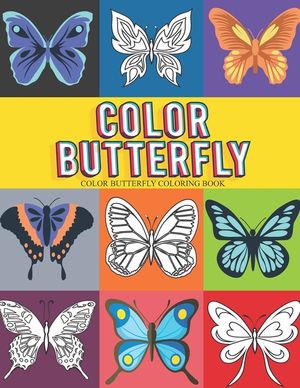 color butterfly: Hand drawn easy designs and large pictures of butterflies coloring book for kids and adults image number 0