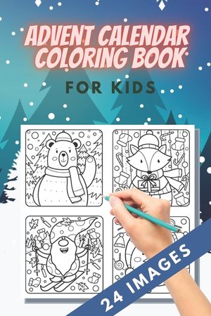 Advent Calendar Coloring Book for kids: 24 Numbered Christmas Colouring Pages - Countdown Christmas - Christmas favourites like reindeer, angels, bell image number 0