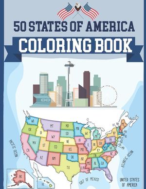50 States USA Coloring Book: United States Coloring Book History and Geography Coloring Book USA Map Coloring Book image number 0