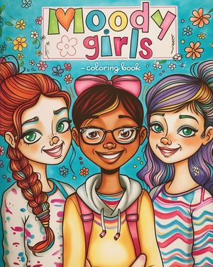 Moody girls coloring book: Girl faces therapeutic coloring for mood exploration image number 0
