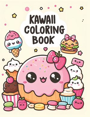 Sweet Treats, Food & Snacks Coloring Book for Kids Ages 4-8: Kawaii Desserts, Cupcakes, Ice Creams, Donuts for Boys Girls to colour image number 0