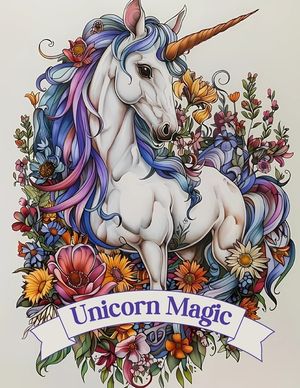Unicorn Magic: 40 Beautiful Unicorn Coloring Designs for Adults, Relaxation and Stress Relief Coloring Book, 8.5x11 inches image number 0