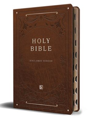 KJV Holy Bible, Giant Print Large Format, Brown Premium Imitation Leather with R Ibbon Marker, Red Letter, and Thumb Index image number 0