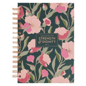 Christian Art Gifts Inspirational Journal, Strength & Dignity Wide Ruled Notebook, Proverbs 3:5 Bible Verse, Green, 192 Lined Pages W/Scripture, (8.4" image number 0