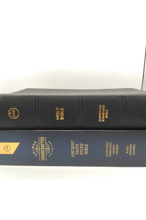 CSB Ancient Faith Study Bible, Holman Handcrafted Collection, Premium Black Goatskin: Black Letter, Church Fathers, Study Notes and Commentary, Ribbon image number 0