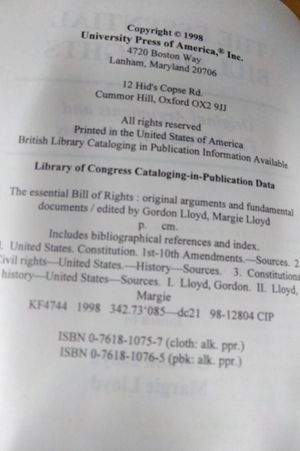 The Essential Bill of Rights: Original Arguments and Fundamental Documents image number 1