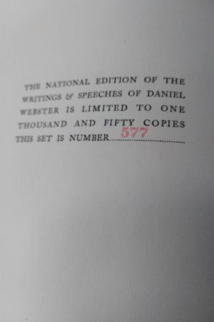 The Writings and Speeches of Daniel Webster in Eighteen Volumes (VOL I) image number 1