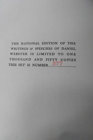 The Writings and Speeches of Daniel Webster in Eighteen Volumes (VOL XVII) image number 1