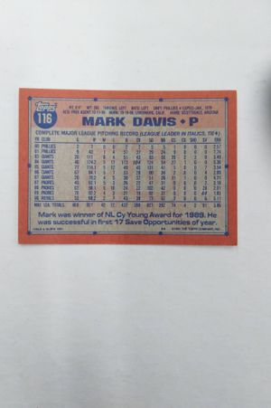 Mark Davis Baseball Card  image number 1