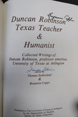 Duncan Robinson: Texas Teacher and Humanist  image number 1