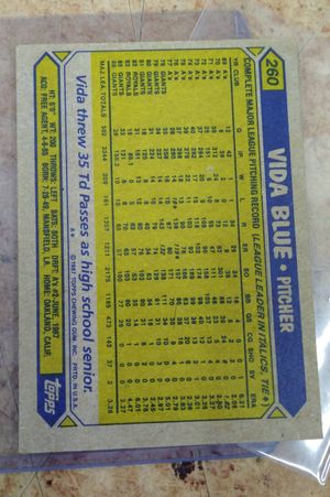 Autographed Vida Blue 1987 Topps Baseball Card image number 3