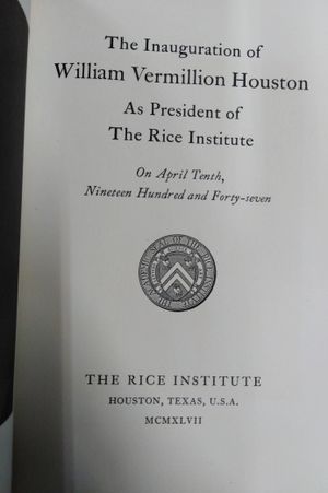 The Inauguration of William Vermillion Houston as President of the Rice Institute image number 1