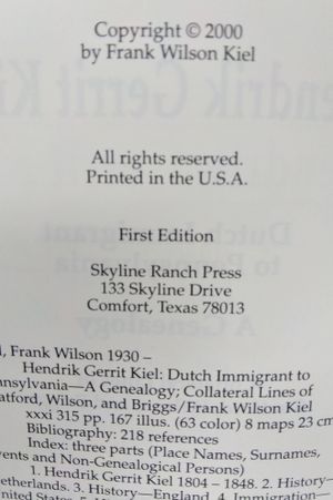 Hendrik Gerrit Kiel: Dutch immigrant to Pennsylvania : a genealogy : collateral lines of Stratford, Wilson, and Briggs image number 2