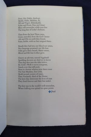 V&ouml;lusp&aacute;: the song of the sybil. With the Icelandic text edited by Peter H. Salus and Paul B. Taylor image number 1
