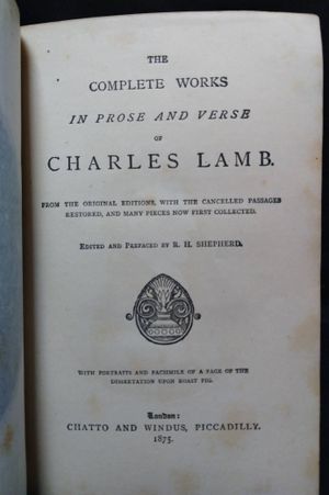 The Complete Works in Prose and Verse of Charles Lamb image number 1