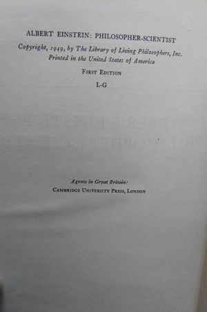 Albert Einstein, Philosopher-Scientist: The Library of Living Philosophers Volume VII image number 1