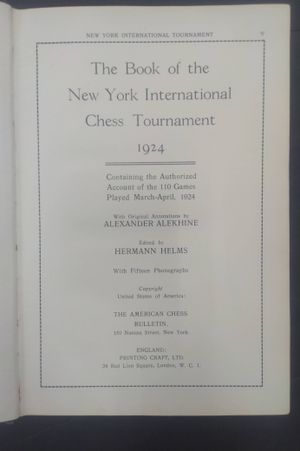 The Book of the New York International Chess Tournament image number 1