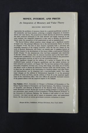 Money, Interest, and Prices: An Integration of Monetary and Value Theory (2nd Edition) image number 1