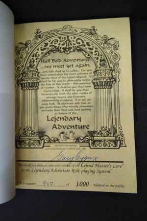 Gary Gygax's LEJEND MASTER'S LORE: Information for the Lejend Master (Lejendary Adventure, Fantasy Role-Playing Game System) [Legend Legendary] image number 1