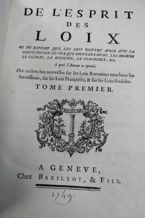 De L'Esprit des Loix [From the Spirit of the Laws] image number 1