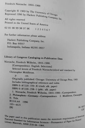 Selected Letters of Friedrich Nietzsche image number 1