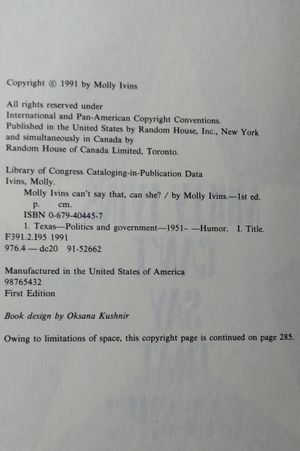 Molly Ivins Can't Say That, Can She? image number 2