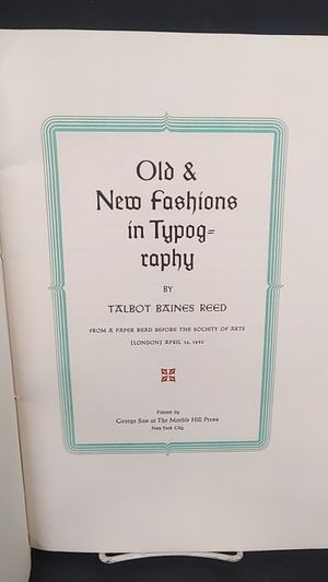 Old and New Fashions in Typography image number 1
