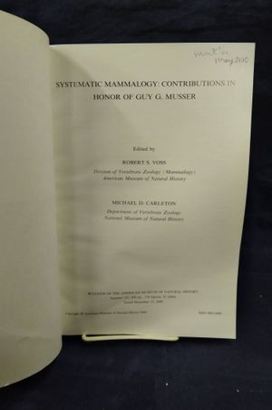 Systematic Mammalogy: Contributions in Honor of Guy G. Musser image number 1