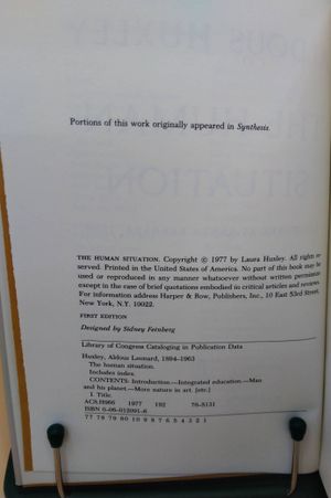 The Human Situation: Lectures at Santa Barbara, 1959 (A Cass Canfield book) image number 1