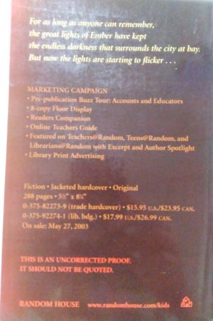 The City of Ember Uncorrected Proof image number 2