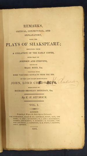 Remarks, Critical, Conjectural, and Explanatory Upon the Plays of Shakespeare image number 1