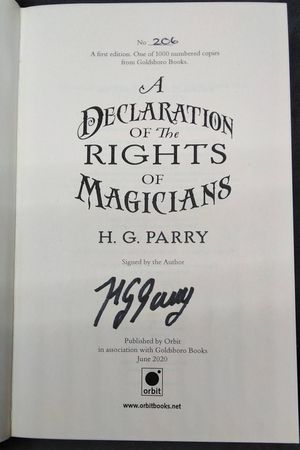 A Declaration Of The Rights Of Magicians : Signed image number 1