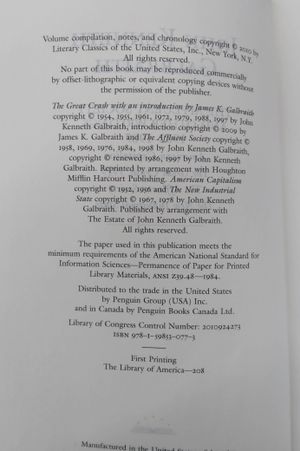 Galbraith the Affluent Society & Other Writings, 1952-1967 image number 2