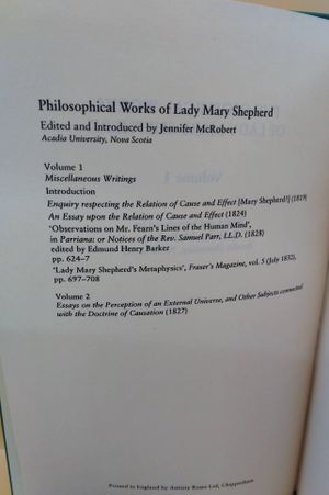 Philosophical Works of Lady Mary Shepherd image number 1