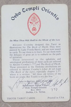 Toth Tarot Cards (Orbo Templi Orientis)  image number 1