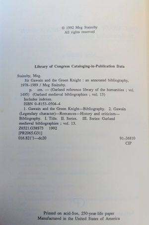Sir Gawain & the Green Knight: A Secondary Bibliography, 1978-1989 image number 1