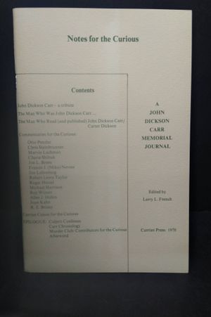 Notes for the Curious: A John Dickson Carr Memorial Journal image number 0