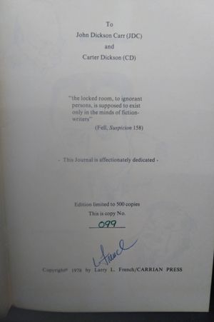 Notes for the Curious: A John Dickson Carr Memorial Journal image number 1